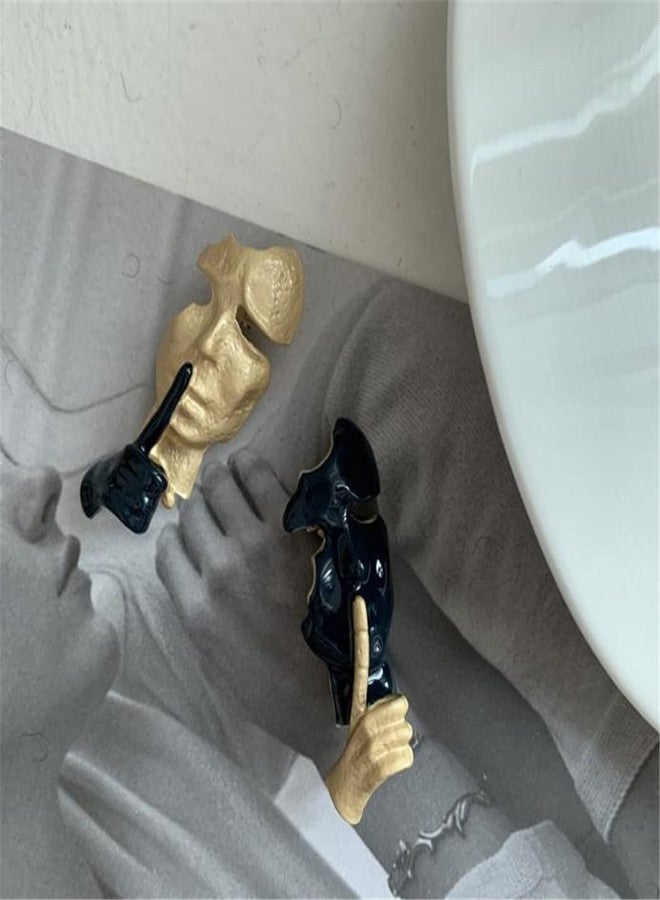 دبوس طية صدر السترة من المينا على شكل قناع ذهبي من كاوادو، دبوس "الصمت من ذهب"، دبوس "المفكر"، شارة فنية تجريدية، بروش من المينا، دبوس قناع، هدية، دبوس للملابس والحقائب، إكسسوارات - Image 5
